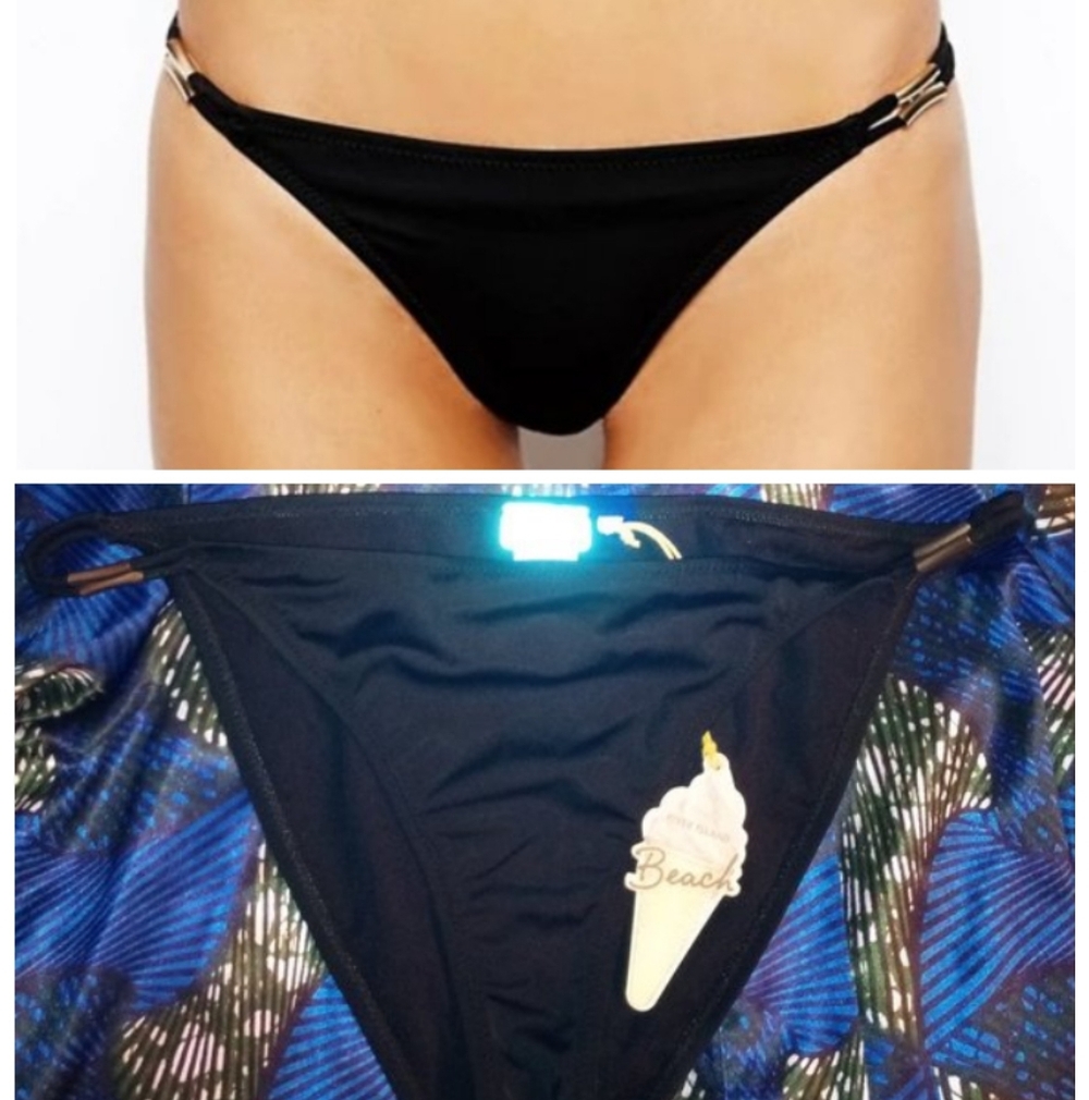River Island Winston Bikini Brief in Black Sz 12 NWT